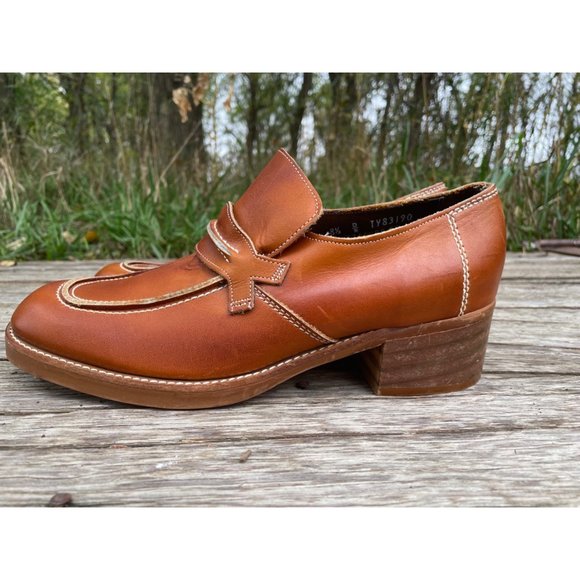 Vintage 1970s Mens Pedwin Leather Platform Stacked Heel Loafer Shoes 8.5D main image 15